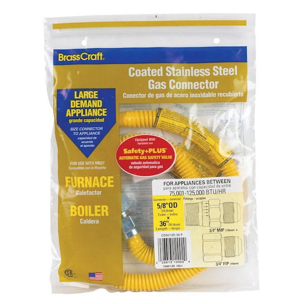 Brasscraft GAS CONNECTOR SS 5/8X36"" CSSC12R36 P Zoro